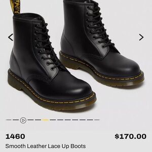 Dr. Martens Smooth Black Leather Lace-Up Boots